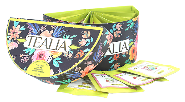 TEALIA -  4 VARIETY  GREEN TEA GIFT HALF ROUND BOX ( 4 X 5 EPTB) X4